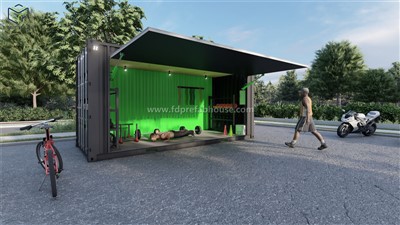 Tělocvična s přepravním kontejnerem 20 stop